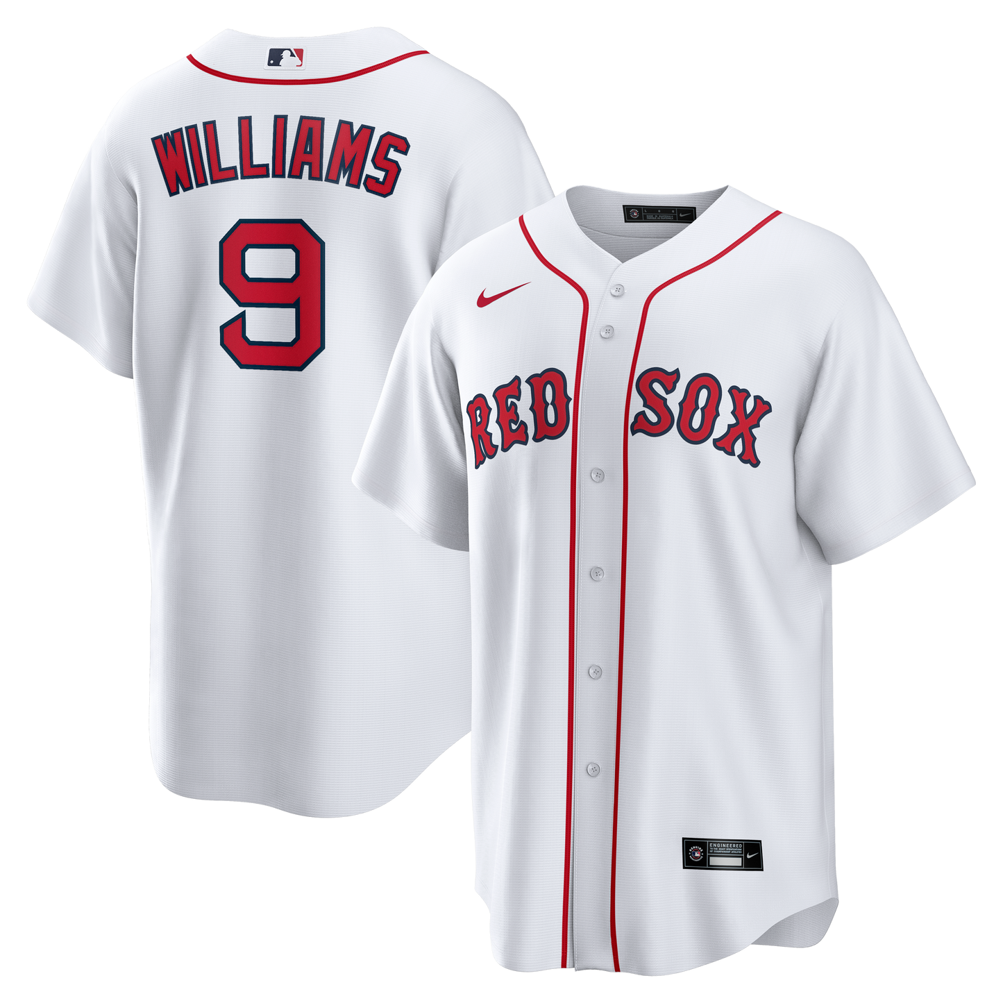 Boston Red Sox NIKE White Home Ted Williams #9 Replica Jersey