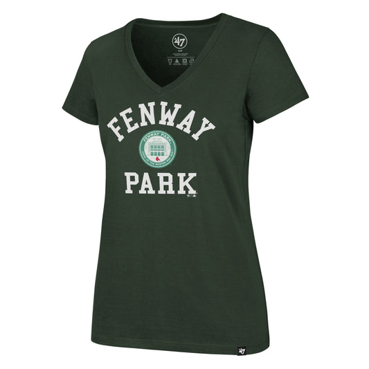 Boston Red Sox Ladies Fenway Park Coin Logo Green V-Neck