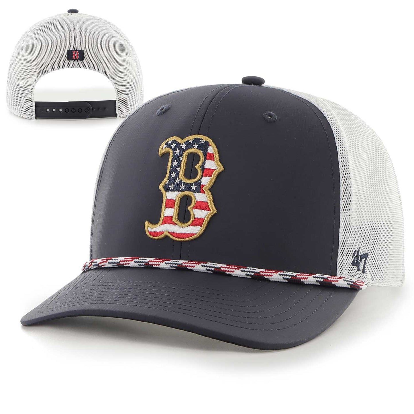 Boston Red Sox Navy Flag Fill Trucker Snapback Adjustable Hat