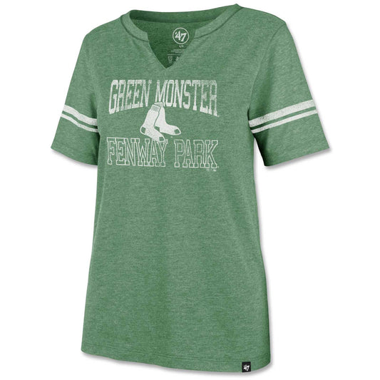 Boston Red Sox Ladies Green Monster Homefield Match Stripe Tee